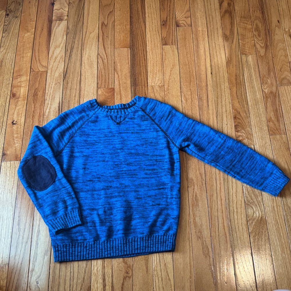 Boys Blue 100% Cotton Sweater with Elbow Patches on back